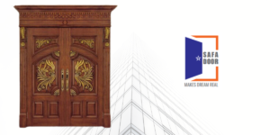 Burma Teak Lacquer Wood Double Door
